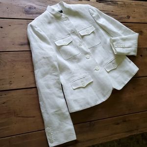 Lauren Ralph Lauren White Linen Lined Jacket Blazer Women's Size 6P